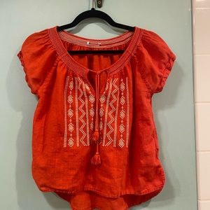 Banana Republic boho Red Linen Shirt Size Small